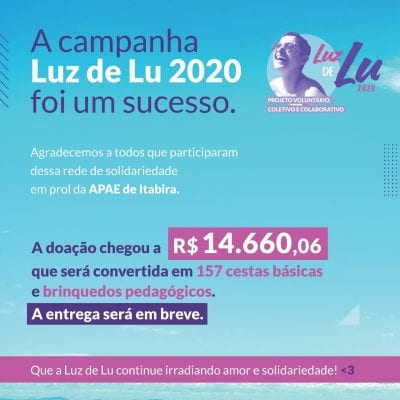 Luz de Lu arrecada R$ 14 mil com "vakinha online" em prol do APAE