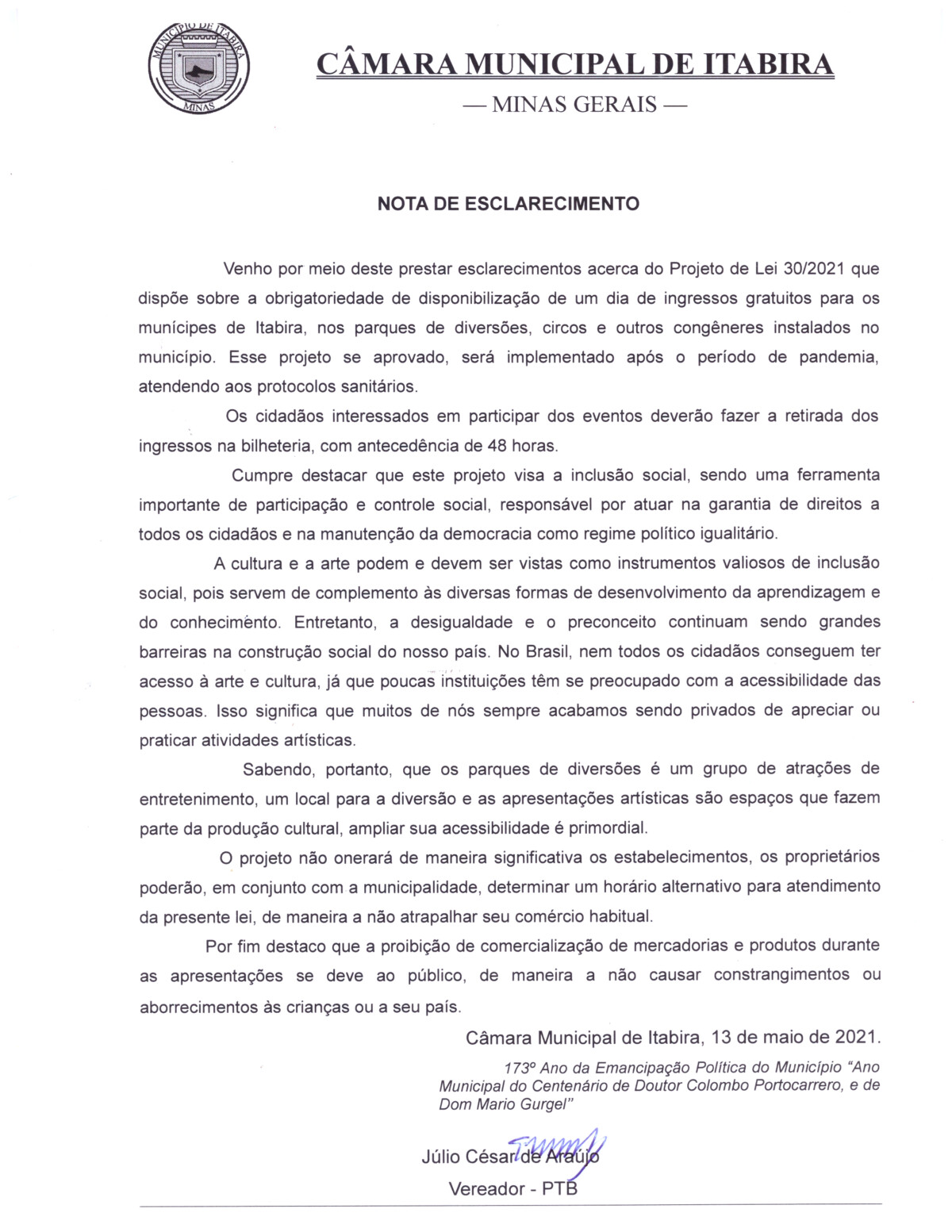 Ampliar a acessibilidade do entretenimento é primordial, diz Júlio Contador sobre projeto de gratuidade 