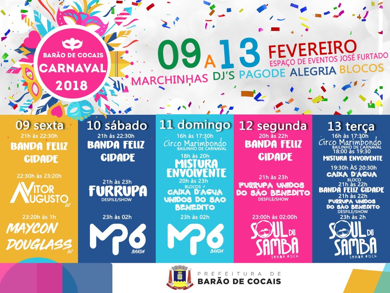 Shows e desfiles de blocos garantem a alegria do Carnaval em Barão de Cocais