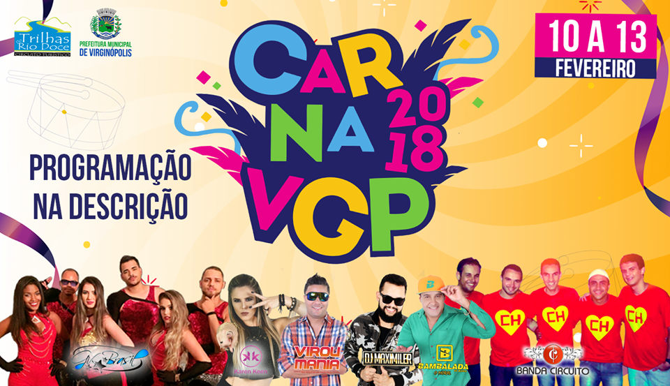 Prefeitura de Virginópolis divulga programação do Carnaval 2018