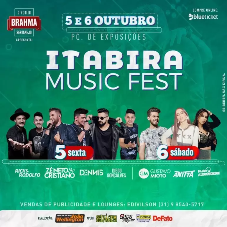 Ingressos do Itabira Music Fest tem lote promocional relâmpago por 36 horas a partir de sábado