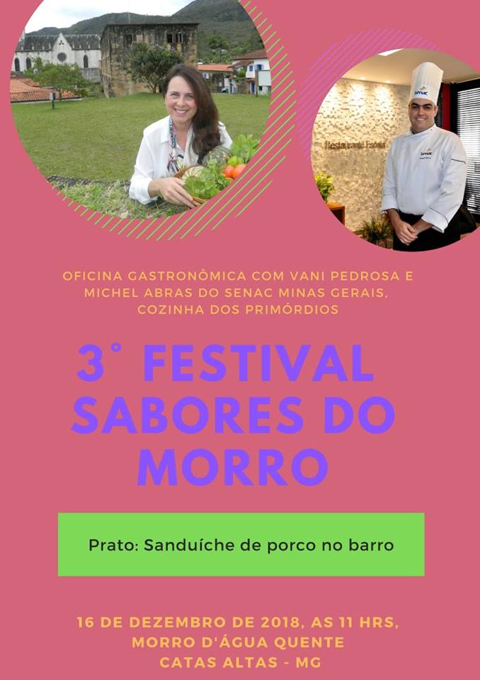 Oficinas gastronômicas gratuitas são atração do 3º Festival Sabores do Morro em Catas Altas