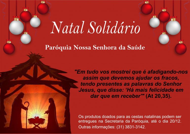 Paróquia Nossa Senhora da Saúde recolhe doações para “Natal Solidário”