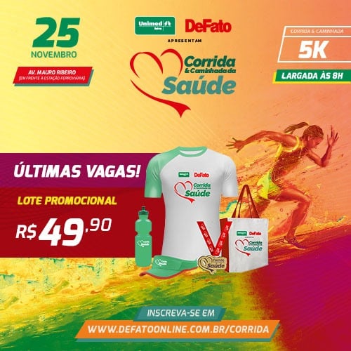 Lote promocional para Corrida & Caminhada da Saúde está perto de acabar