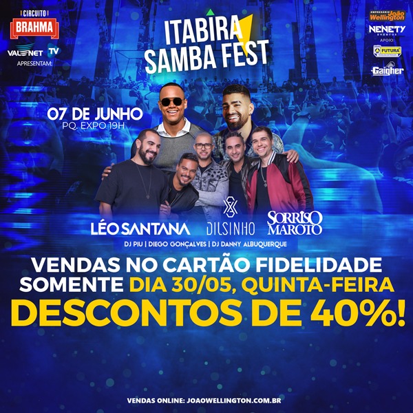 Cartão fidelidade garante 40% de desconto no Itabira Samba Fest nesta quinta