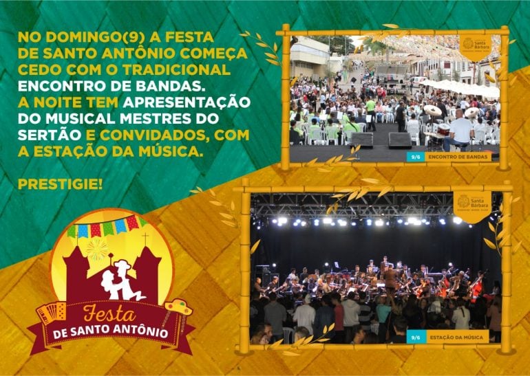 Festa de Santo Antônio começa com comidas típicas e shows em Santa Bárbara