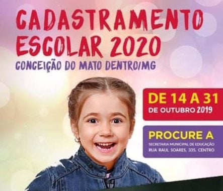 Cadastramento Escolar 2020 termina amanhã em Conceição