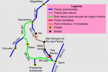 DEER interdita ponte no trecho Serro – Milho Verde