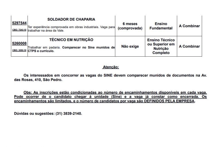 vagas de emprego