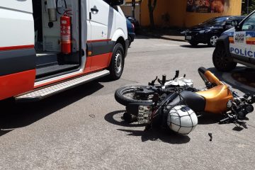 Motociclista é socorrido após acidente no bairro Hamilton