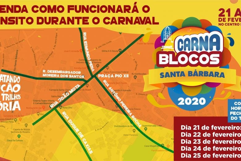 Trânsito en Santa Bárbara terá alterações durante o Carnaval