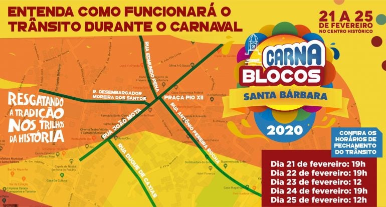 Trânsito en Santa Bárbara terá alterações durante o Carnaval