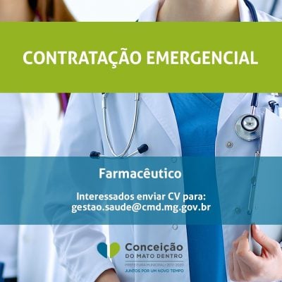 Conceição do Mato Dentro contrata farmacêutico