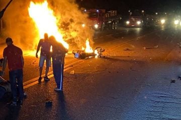 Três pessoas morrem em batida entre motos na BR-381 em Sabará