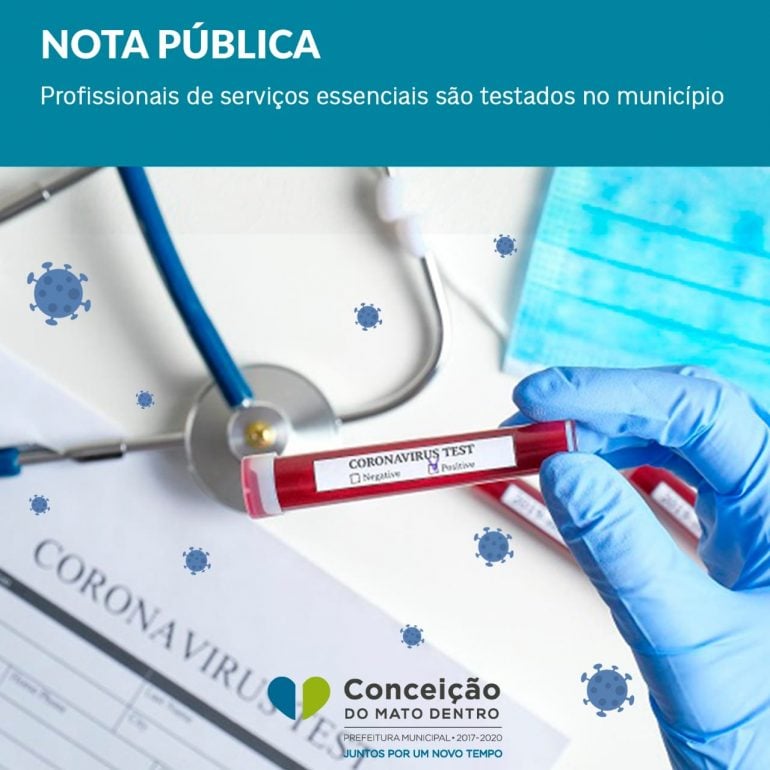 Profissionais que atuam na linha de frente contra o Covid-19 serão testados em Conceição