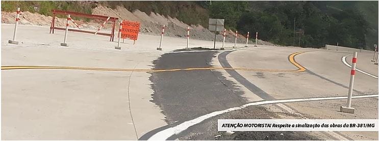 br-381 estreitamento de pista itabira à caeté