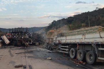 Motorista morre carbonizado em acidente na BR-381, em Caeté