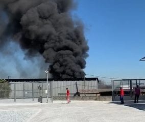 Incêndio atinge caminhões tanques no pátio de empresa na BR-381