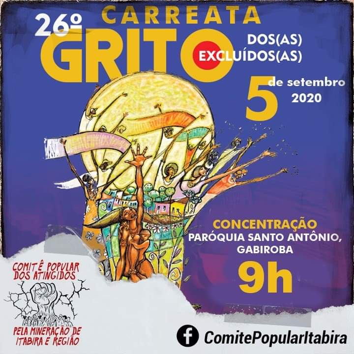 Carreata do 26° Grito dos Excluídos será realizada no próximo sábado Carreata do 26° Grito dos Excluídos será realizada no próximo sábado
