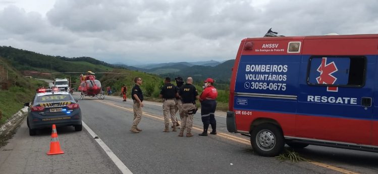 Motociclista é socorrido com fratura após acidente na BR-262