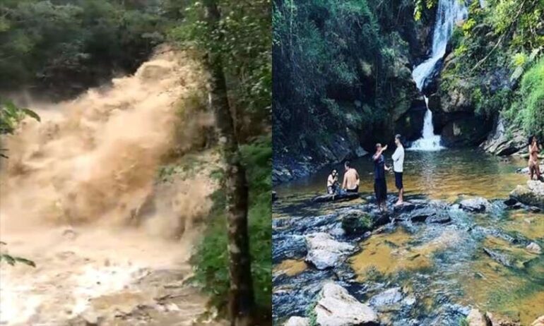 Temporal interdita cachoeira e deixa estragos no Sul de MG; veja vídeo
