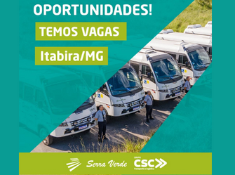 Serra Verde oferece vagas de emprego em Itabira. Saiba mais!