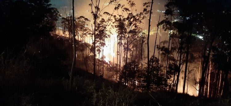 Incêndio de grande proporção devasta vegetação do Pico do Amor, em Itabira