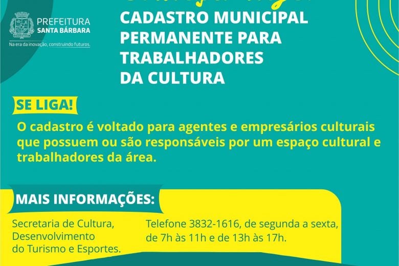 Santa Bárbara: cadastro para espaços de cultura está aberto