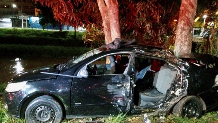 Carro se chocou contra árvore em Juiz de Fora