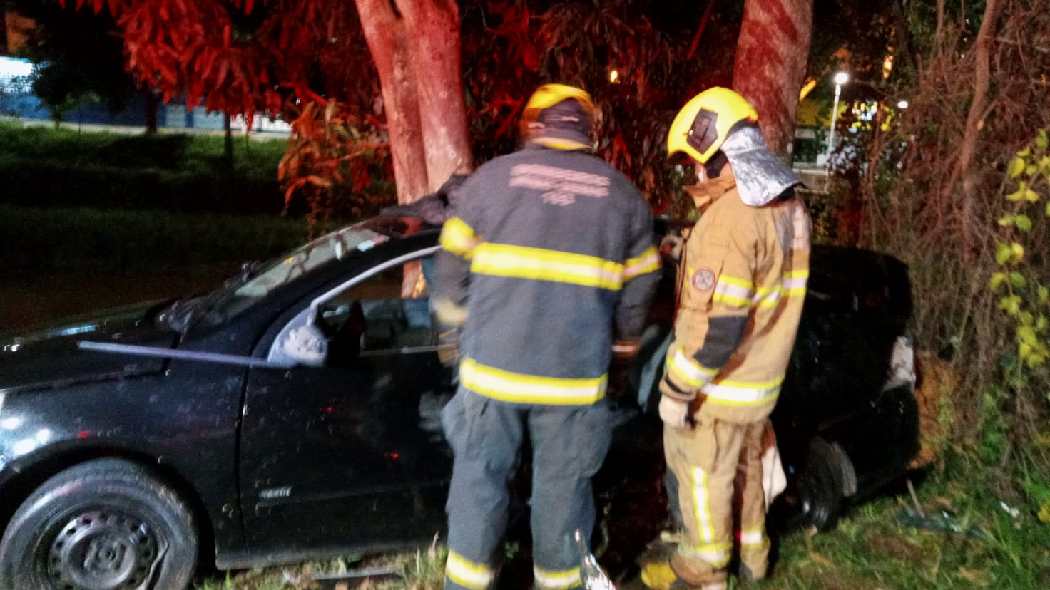 Carro se chocou contra árvore em Juiz de Fora