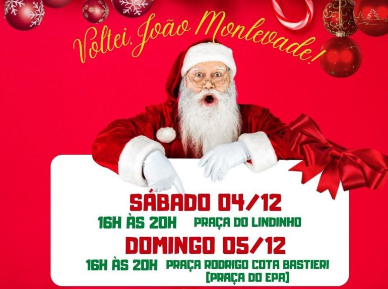 Papai Noel visita novamente Monlevade neste fim de semana; saiba os locais e horários