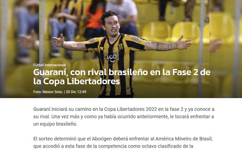 Imprensa paraguaia repercute América x Guaraní na Libertadores 2022