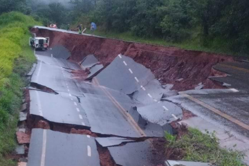 Estradas de Minas: cratera aberta em Carmo do Paranaíba e ponte em risco na BR-381