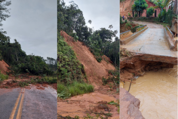 Estragos e moradores ilhados por causa da chuva; veja imagens