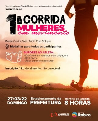 Itabira recebe em março a 1ª Corrida Mulheres em Movimento