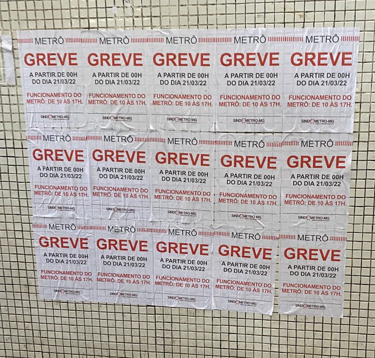 Greve em BH: metrô não funciona em horários de pico nesta segunda-feira