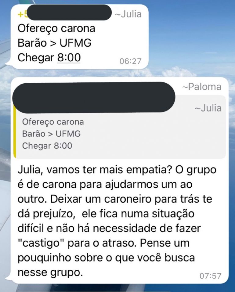 Discussão em grupo de caronas da UFMG repercute em rede social