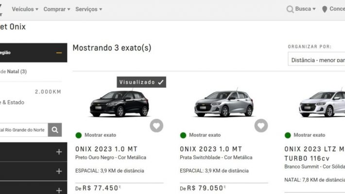 Plataforma da GM mostra em site carros disponíveis em lojas físicas