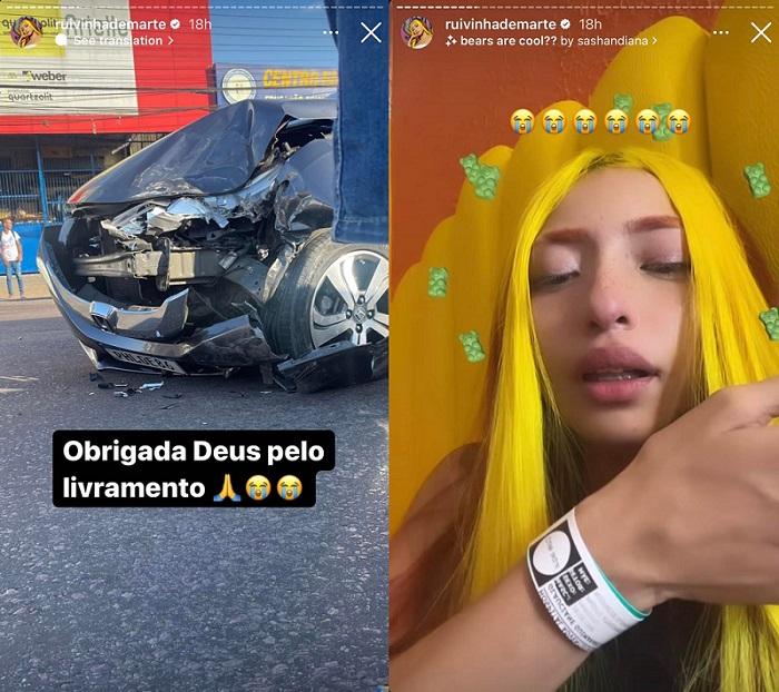 Influenciadora Ruivinha de Marte sofre acidente grave e carro fica destruído