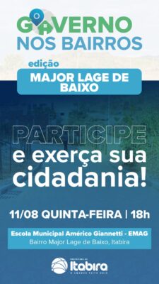 Itabira: Governo nos Bairros acontece no bairro Major Lage de Baixo nesta quinta-feira