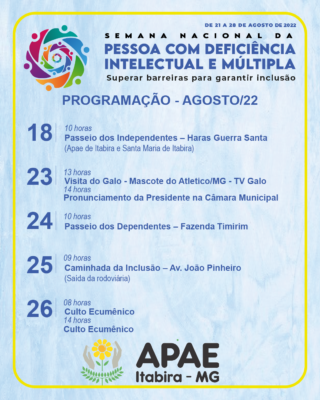 Apae Itabira promove a Semana da Pessoa com Deficiência Intelectual e Múltipla