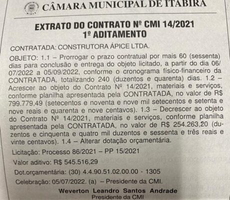 Vereadores recebem denúncia anônima com supostas irregularidades nas obras da Câmara de Itabira