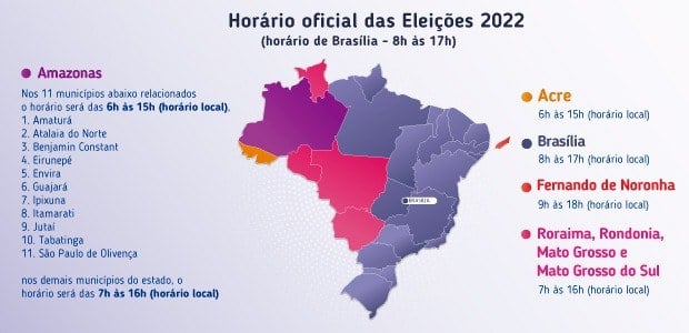 Votação em todo o país seguirá o horário de Brasília; confira