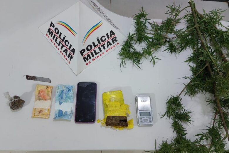 PM apreende pé e porções de maconha em Itabira