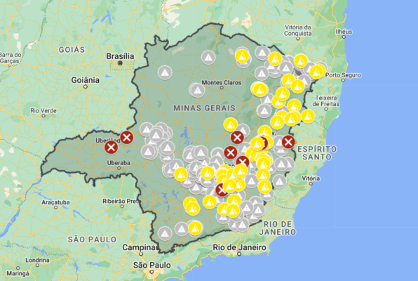 mapa de interdições em estradas