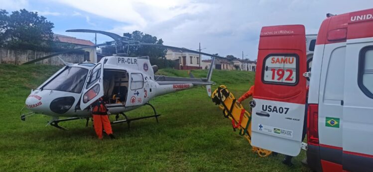 Acidente com moto de trilha mobiliza helicóptero dos bombeiros