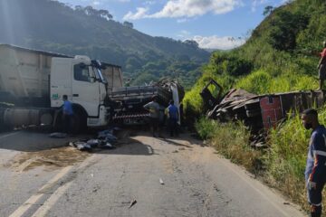 Trânsito é liberado após acidente na estrada de Nova Era