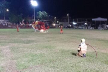 Motociclista é socorrido de helicóptero após acidente na BR-381 em São Gonçalo