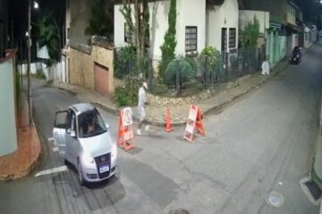 Câmera de segurança flagra furto de cones no Bairro Amazonas
