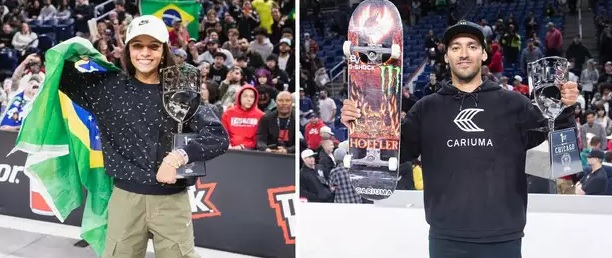 Rayssa Leal e Kelvin Hoefler vencem primeira etapa da liga mundial de street em Chicago